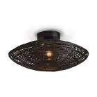 Good&Mojo Plafonnier Tanami Rattan Noir | Convient pour 1x E27 